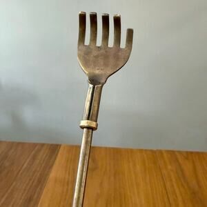 Vintage Brass Shoe Horn Back Scratcher Hand